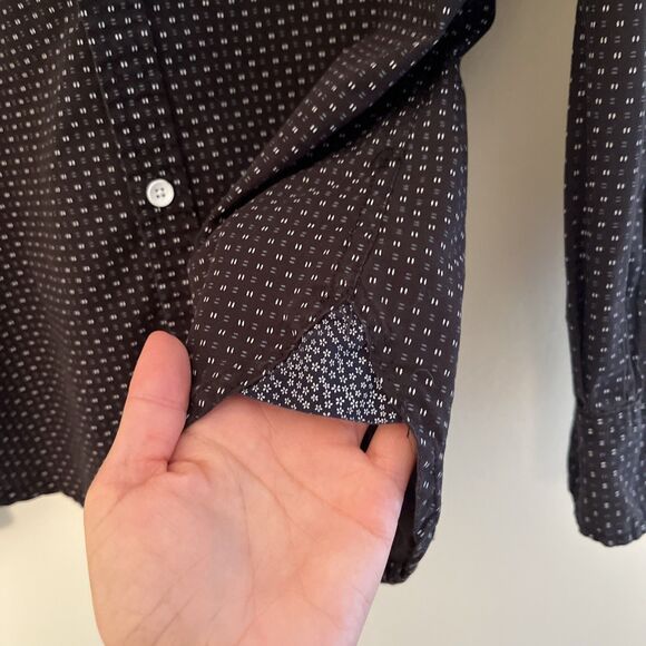 Paper Denim & Cloth Geo Floral Cottagecore Cotton Button Up, Black/Navy- Small - Picture 7 of 9